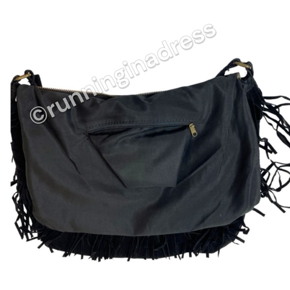 Nine West Black Faux Suede Fringe Shoulder Bag In Black - Picture 6 of 12